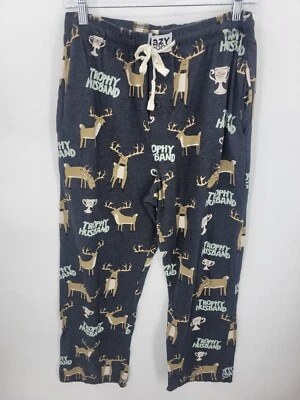 Lazy One Pajama Pants Mens Large Trophy Husband Deer Graphic Print Loungewear - Image 1 of 4