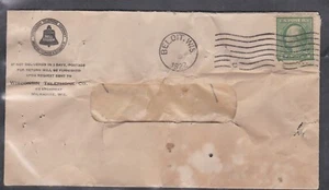 USA 1922 ADVERTISING COVER WISCONSIN TELEPHONE MILWAUKEE MAILED FROM BELOIT MI - Picture 1 of 2