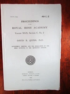 1943 David Quinn. Government Printing and  Publication of the Irish Statutes - Picture 1 of 2