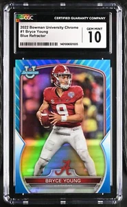2022 Bowman U Chrome Bryce Young Blue Refractor RC #1 /199 CGC 10 GEM MINT - Picture 1 of 2