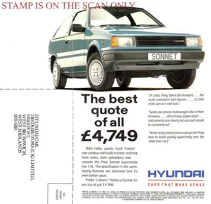 HYUNDAI 'Pony Sonnet' Hatchback Motor Car ADVERT Vintage 1988 Print Ad 703/123 - Picture 1 of 1