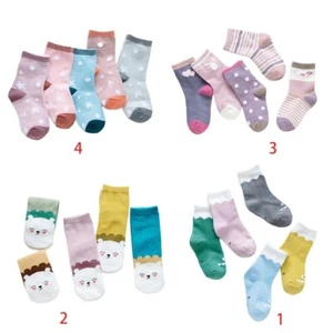 5 Pairs Child Kids Cotton Crew Socks Cute Cartoon Animal Print Novelty Stockings - Picture 1 of 9