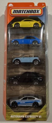 NEW 2025 Matchbox 5 Pack  Autobahn Express VI - BMW, Bentley, Audi, Mini Cooper - Image 1 of 2
