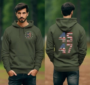 Trump Vance 2024 MAGA Make America Great 45 47 Hoodie Fight Hooded Sweatshirt - Picture 1 of 27