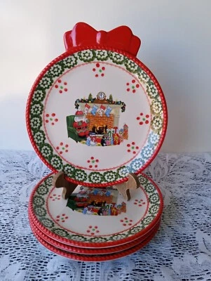 Temptations Seasonal Christmas Santa Presents Festive Plates Set Of 4 - Image 1 of 4