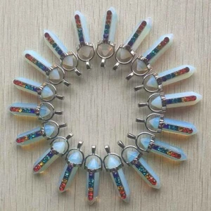 100 piezas Collar Colgante Chakra Reiki de 7 Colores Piedra de Ópalo Hexagonal Punta Hágalo usted mismo - Imagen 1 de 10