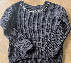Sugar Rush Girls Black & Silver Sweater Size Large - Picture 1 of 4