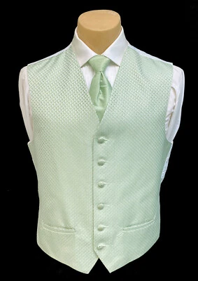Men's After Six Green Tuxedo Vest and Tie Formal Wedding Groom Prom Large L - Image 1 of 4