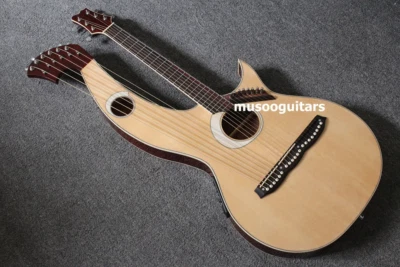 MUSOO 6,6,8 String Acoustic Electric Double Neck Guitar, Harp Guitar