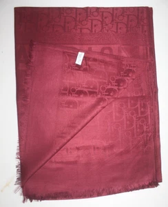 Original Dior Schal Tuch Stola Monogramm Dior weinrot 65% Kaschmir 35% Seide gebraucht - Bild 1 von 8