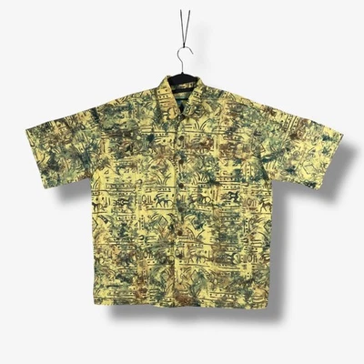 Mutiara Art Bali Shirt Mens L Egyptian Short Sleeve Button Up Vacation Preppy - Image 1 of 4