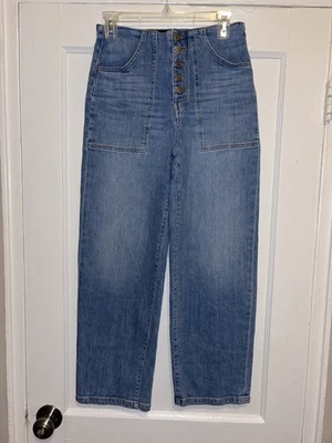 Veronica Beard Jeans Cotton Crosbie Crop Wide Crop High Rise Jeans Blue Size 27 - Image 1 of 4