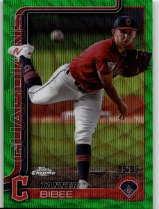 2025 Topps Chrome Tanner Bibee Green Wave Refractor # /99 - Picture 1 of 2