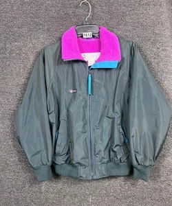 VTG Columbia Puffer Insulated Fleece Jacket Womens Size S Gray Lining Fuchsia - Picture 1 of 9