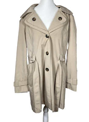 London Fog Women’s XL Tan Water-Resistant Mid Trench Coat W/ Detachable Hood  - Image 1 of 4