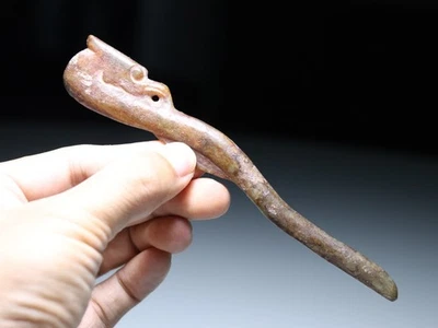 古红山文化老玉石鸟龙发夹护身符吊坠 Y579 — 第 1/4 张图片