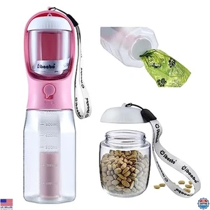 Hunde Trinkflasche mit Futteraufbewahrung & Kotbeutelhalter - Reisenapf & Spender - Bild 1 von 6