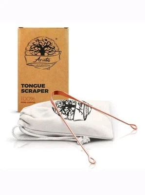 Raspador de lengua Arista 100 % cobre limpiador bucal higiene bucal mal aliento Foto 1 de 4