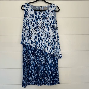 Chico’s Women’s 1 Blue Patterned Stretchy Dress - Picture 1 of 5