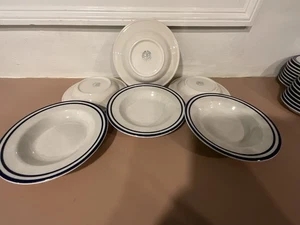 Syrakus Porzellan Essteller blau gesprenkelt/gebändert 9 5/8" Essteller 6er Set - Bild 1 von 5