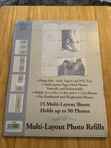 New & Sealed Multi-Layout Photo Page Refills Up To 90 4x6 Photo Safe 13" x 9.75" - Picture 1 of 2