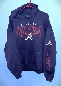 Fanatics Front Line Team Pullover Hoodie Atlanta Braves - Navy Size XL - Picture 1 of 5