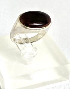 Sterling Silver Carnelian Agate Oval Ring Signet Pinky Size 5 1/2 PB 5.7 Grams - Picture 1 of 6