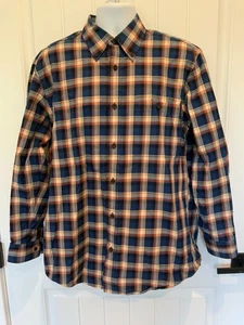 ORVIS Mens Size Large Blue Plaid Twill Button Collar Long Sleeve Shirt NEW - Picture 1 of 4