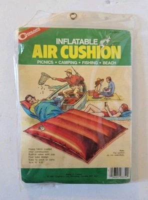 Cojín de aire inflable Coghlan's rojo tela pesada camping playa 15"x15" 1987 A2 Foto 1 de 4