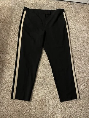 Pantalón de vestir DKNY para mujer talla 14 negro con rayas laterales tostadas (A) Foto 1 de 4