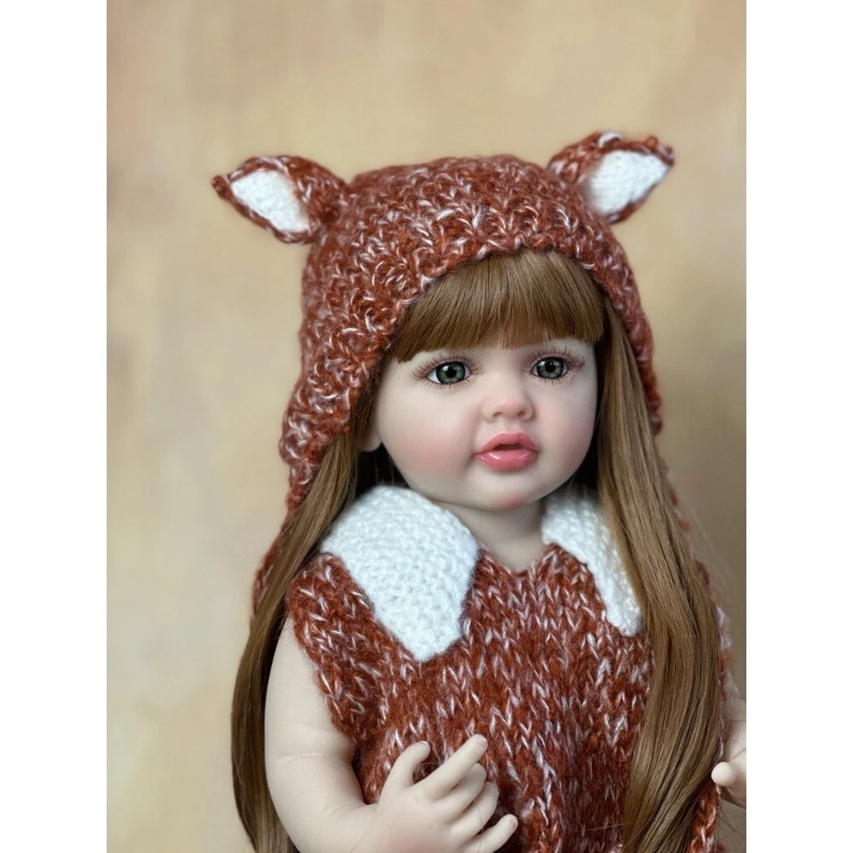 22inch Full Body Vinyl Reborn Doll Bath Long Hair Princess Toddler Handmade   - Bild 1 von 4