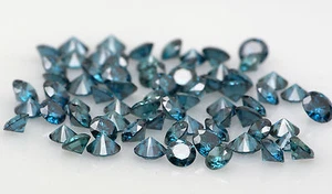 Natural Loose Diamond Blue Color Round VS1 SI1 Clarity 1.55 to 2.05MM 15 Pcs Q24 - Picture 1 of 5