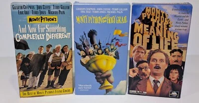 VHS Monty Python Meaning of Life & Now For Something & The Holy Grail Movie Lot - Image 1 of 4