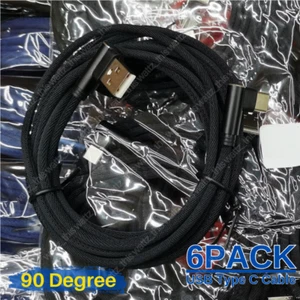 6-Pack USB to Type C Charger Cable 90 Degree Right Angle Charging Data Sync Cord - Picture 1 of 16