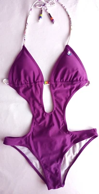 Traje de baño de una pieza para mujer Reef '06 M- púrpura, recorte, logotipo, cuentas de arrecife grabadas Foto 1 de 4