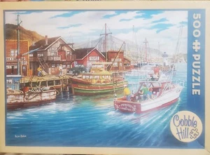 Cobble Hill Puzzle Fishing Harbor 500 Piece Puzzle - Picture 1 of 5