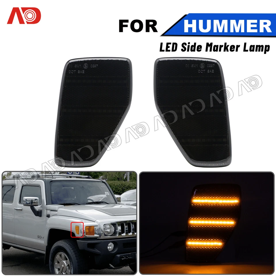 2x Para Hummer H3 H3T Lente de Humo LED Frontal Lateral Marcador Lámpara Esquina Luz de Estacionamiento Foto 1 de 4