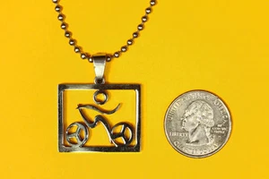 Triathlon, Swim, Bike, Run Pendant Stainless Steel necklace FREE beaded chain - Picture 1 of 3