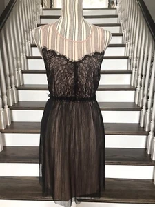 Forever 21 Women’s Black Lace Nude Lining Sleeveless Dress Size M Accordion - Picture 1 of 12