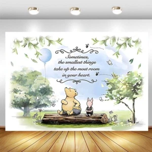 Winnie The Pooh Backdrop Baby Shower Balloon Kids Party Photo Background Banner - Picture 1 of 7