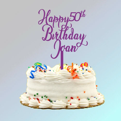 Topper de pastel personalizado (plástico) 6 pulgadas de ancho, 7,5 pulgadas de alto Foto 1 de 1