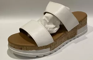 Wild Diva Womens King-09 Slide Wedge Sandals White Leather Size 10 M US - Picture 1 of 5