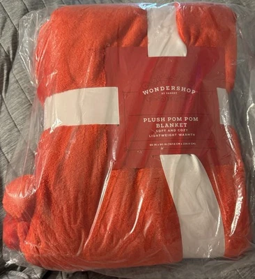 Wondershop Red Plush Lightweight Christmas Pom Pom Blanket 66 X 90 In NWT Target - Image 1 of 2