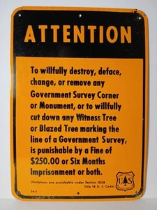 1954 1950s Vintage Sign US Forest Service Sign US Monument Deface Destroy Sign - Picture 1 of 17
