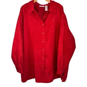 Camisa Liz Claiborne Mujer Talla 3X Roja Imitación Gamuza Abotonada Res Manchas Comodidad Usada en Excelente Condición - Imagen 1 de 7