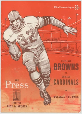 October 10, 1954 CLEVELAND BROWNS vs CHICAGO CARDINALS Official Program - Image 1 of 3