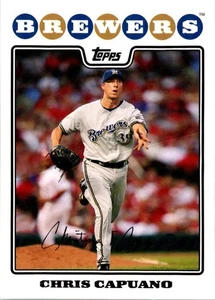 2008 Topps Chris Capuano #347 Milwaukee Brewers Baseball Card - Picture 1 of 2