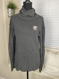 Noel Asmar Equestrian Gray Bamboo Blend Turtleneck Top Side Large - Picture 1 of 5