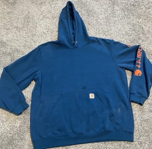 Carhartt Felpa con Cappuccio Uomo XL Blu Macchie - Foto 1 di 10