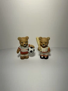 Vintage Homco Sports Bear Figurines Set Of 2 Baseball & Soccer Players #1408 - Picture 1 of 23